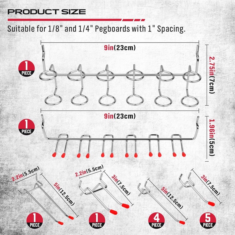 SEDY Ultimate 121-Piece Pegboard Hooks Set, Pegboard Accessories with Metal Hooks, Durable Peg Board Organizer Accessories, Pegboard Bins, Peg Board Tool Utility Hooks - Image 3